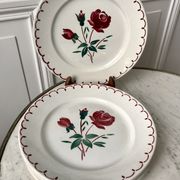 Set of 6 flat plates Badonviller model pinks 30s