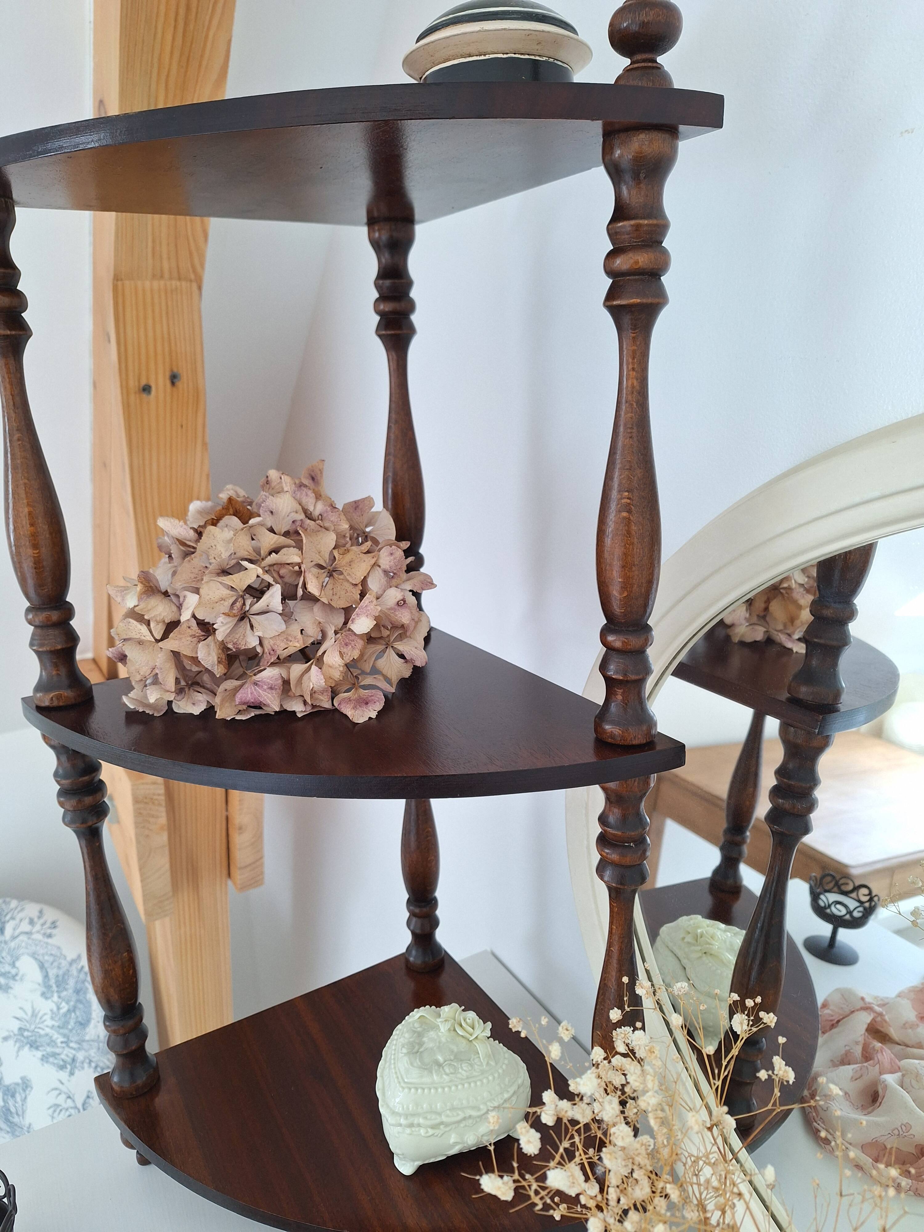 1970s wooden corner shelf