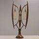 Biomorphic table lamp by Masjestic Lamp.Co USA walnut and brass 1960