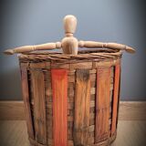 Wooden rattan basket