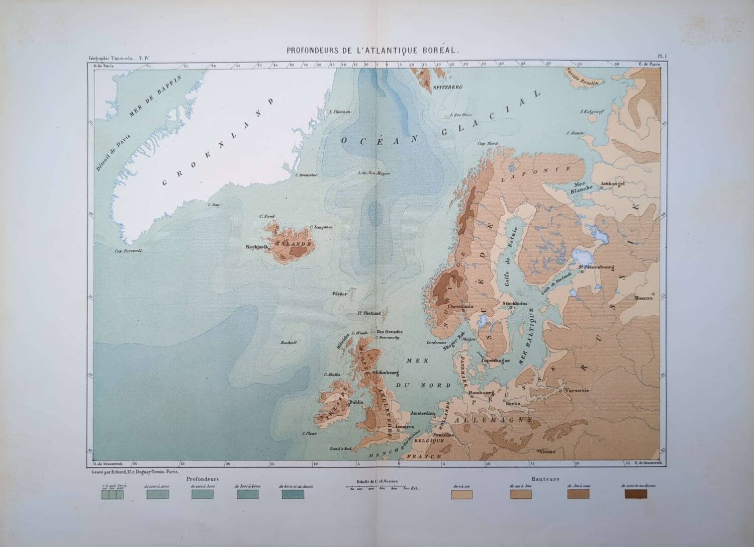 The North Atlantic, original map printed in 1879.