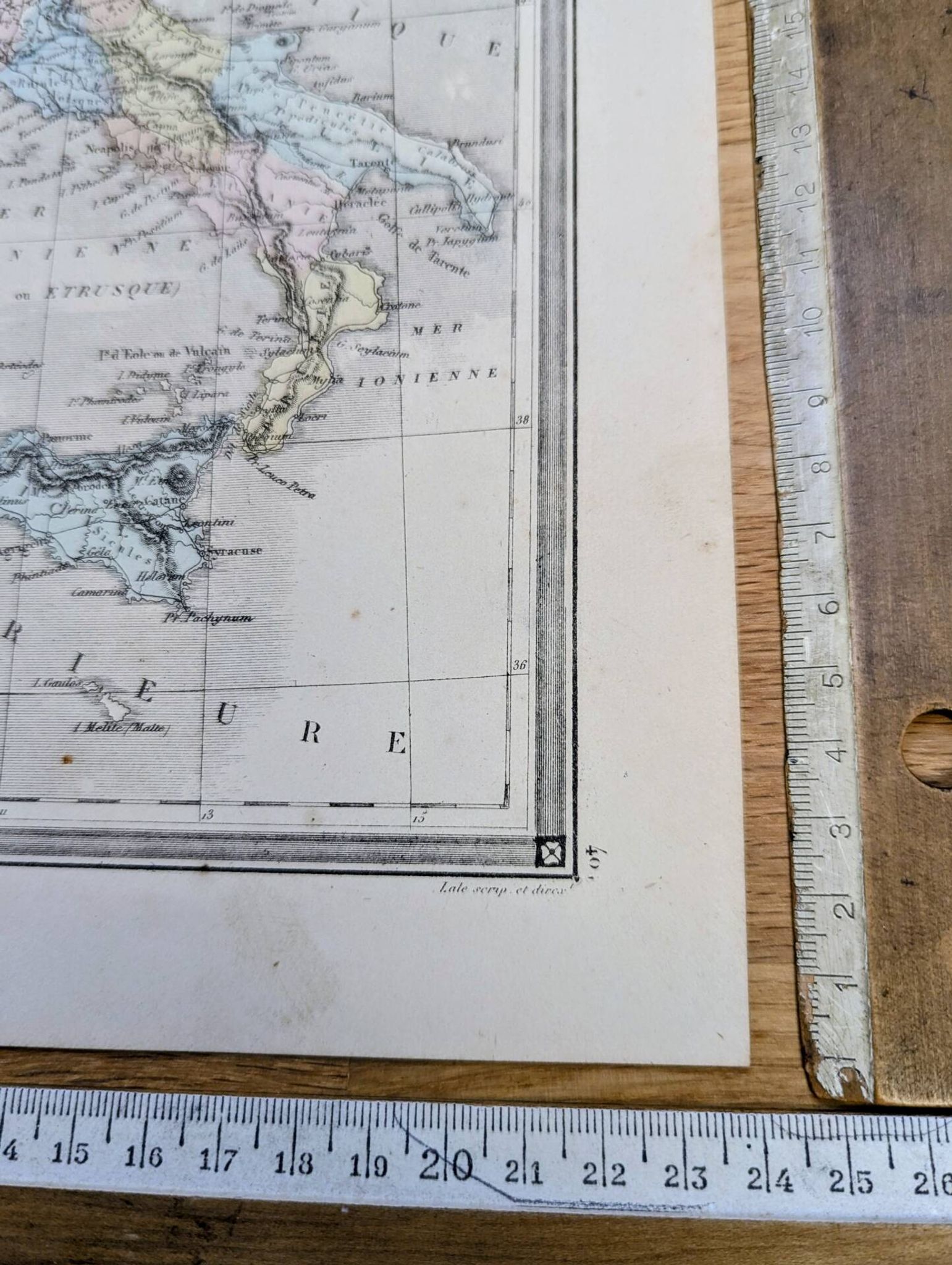 L'Italie ancienne, carte ancienne, imprimée en 1852.