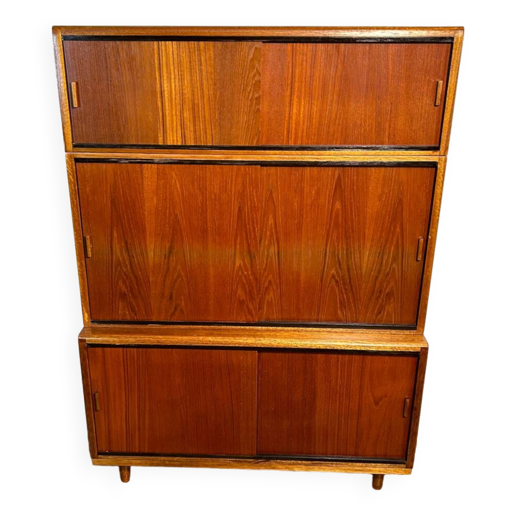 Mid century retro vintage teak stacking bookcase