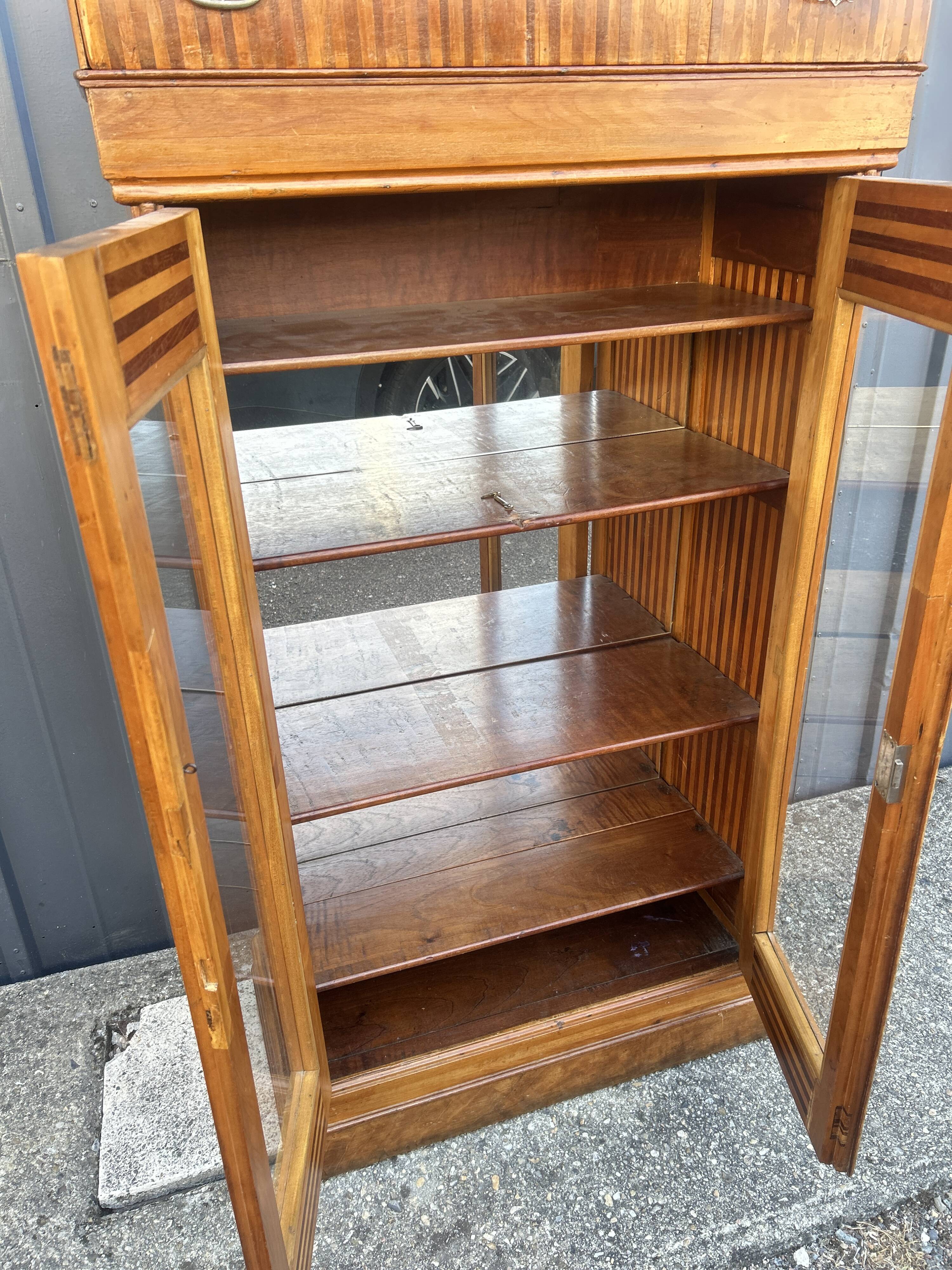 Two-door mahogany display cabinet