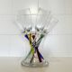 Set of 6 Vintage Champagne Flutes with Stand, German Handblown Glass