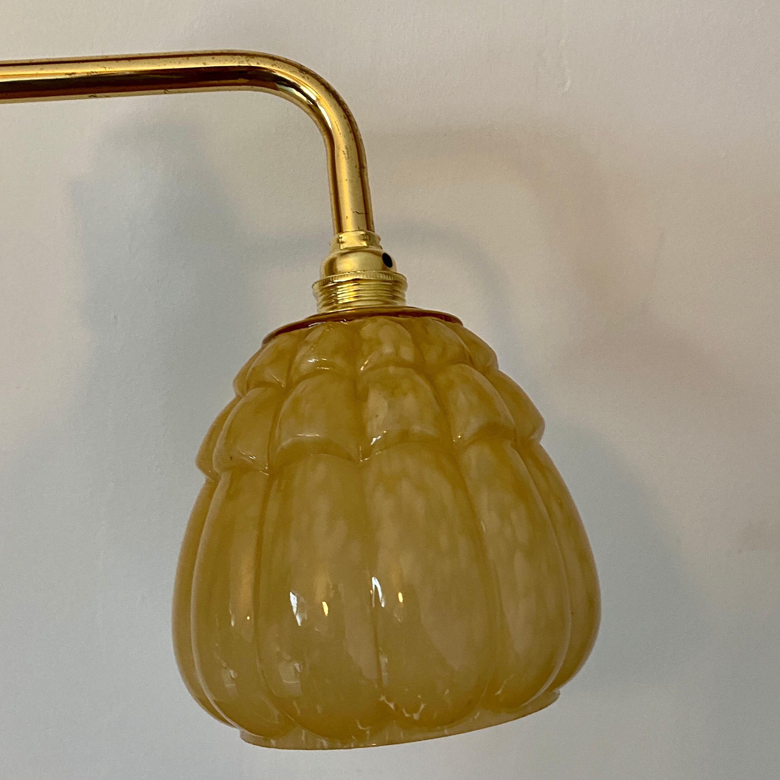 Vintage tulip wall lamp in yellow Clichy glass
