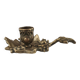 Hand-held candle holder called "cellar rat" in brass with vine leaf decoration