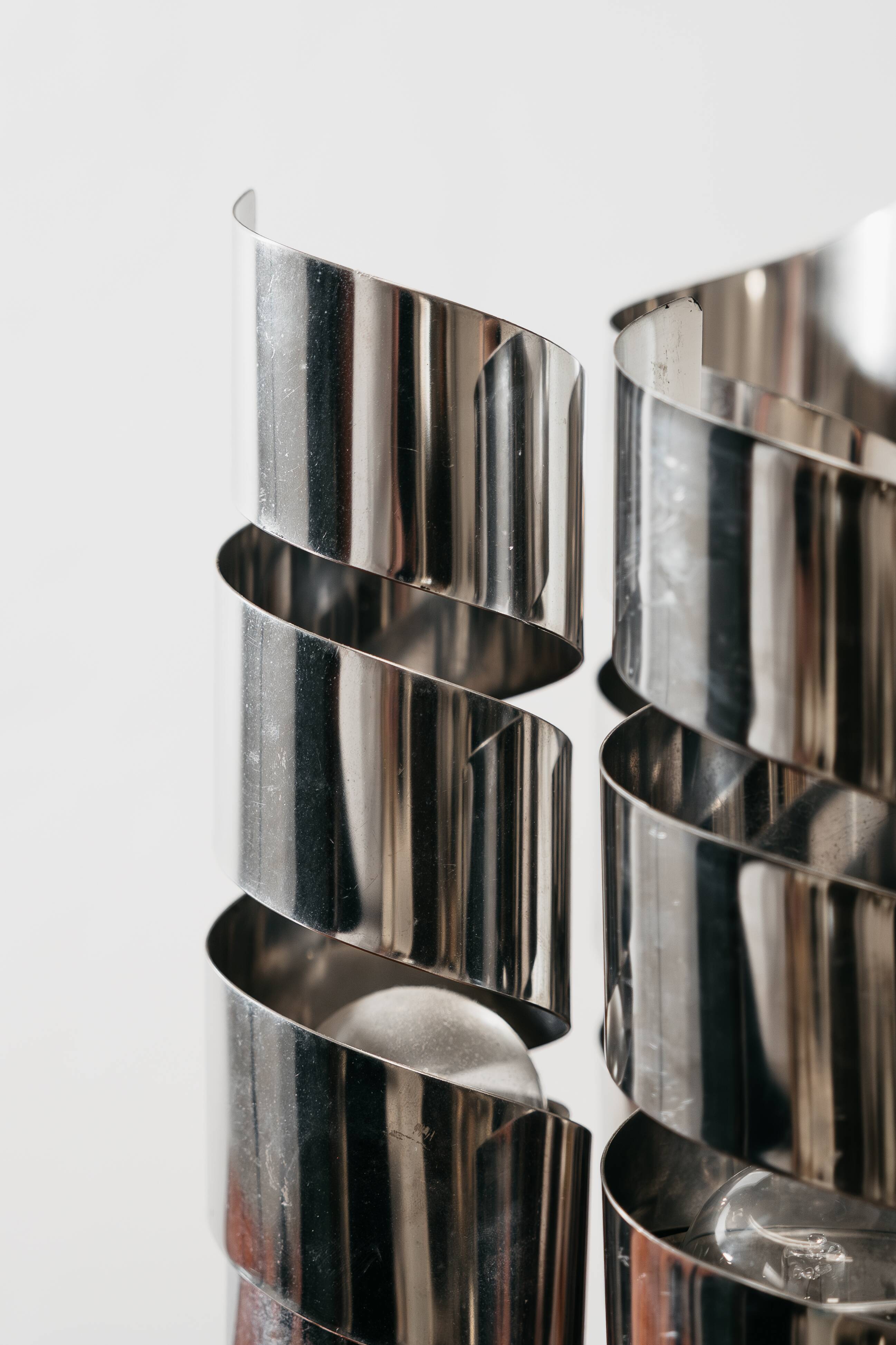 Lampada Da Tavolo Design In Acciaio Cromato A Spirale LAMA Italy Anni