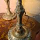 pair of chiselled bronze bedside lamps from 1900, silk shade and trim style