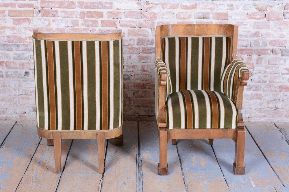 Biedermeier Seating Set in Walnut, 1830s, Set of 3