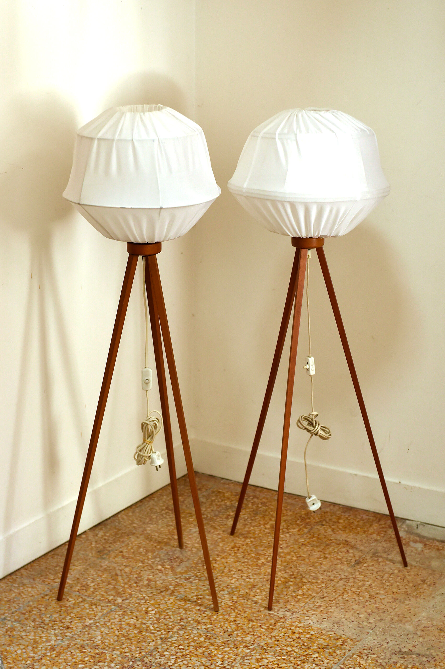 Two Scandinavien Globe Floorlamps Mid Century