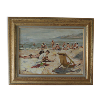 Oil on canvas - Andrei Kabanov - Seaside Holiday - 1990