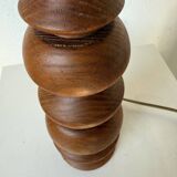 1950s turned oak wood table lamp