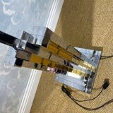 large table lamp in brass and chrome "Skyscraper" by B D Lumica in the style of Willy Rizzo, Spain, 1970s.