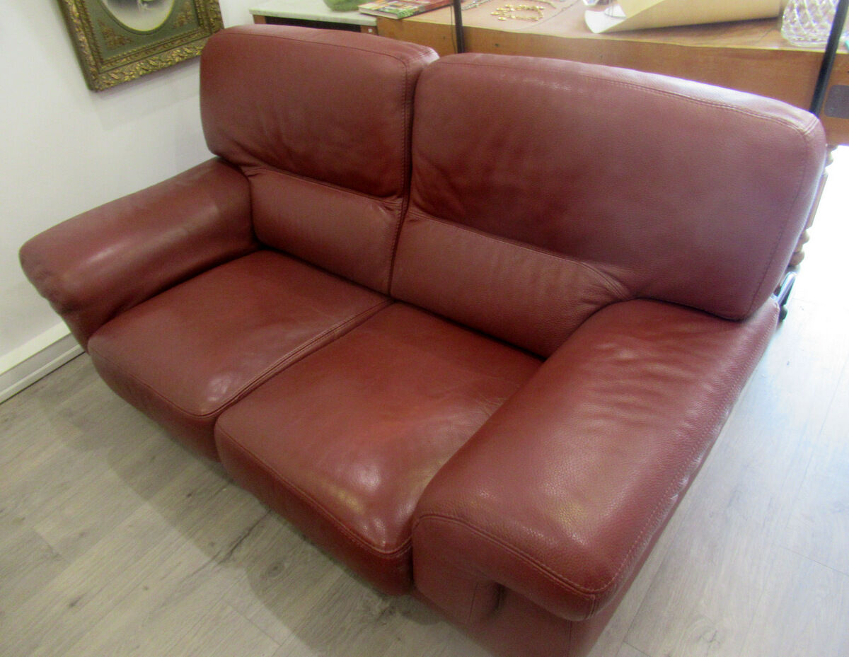Leather sofa, 2 seats, Roche-Bobois brand