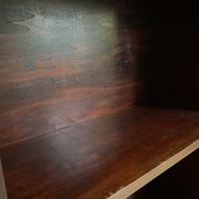 Bookcase vintage natural wood shelves open to three shelves