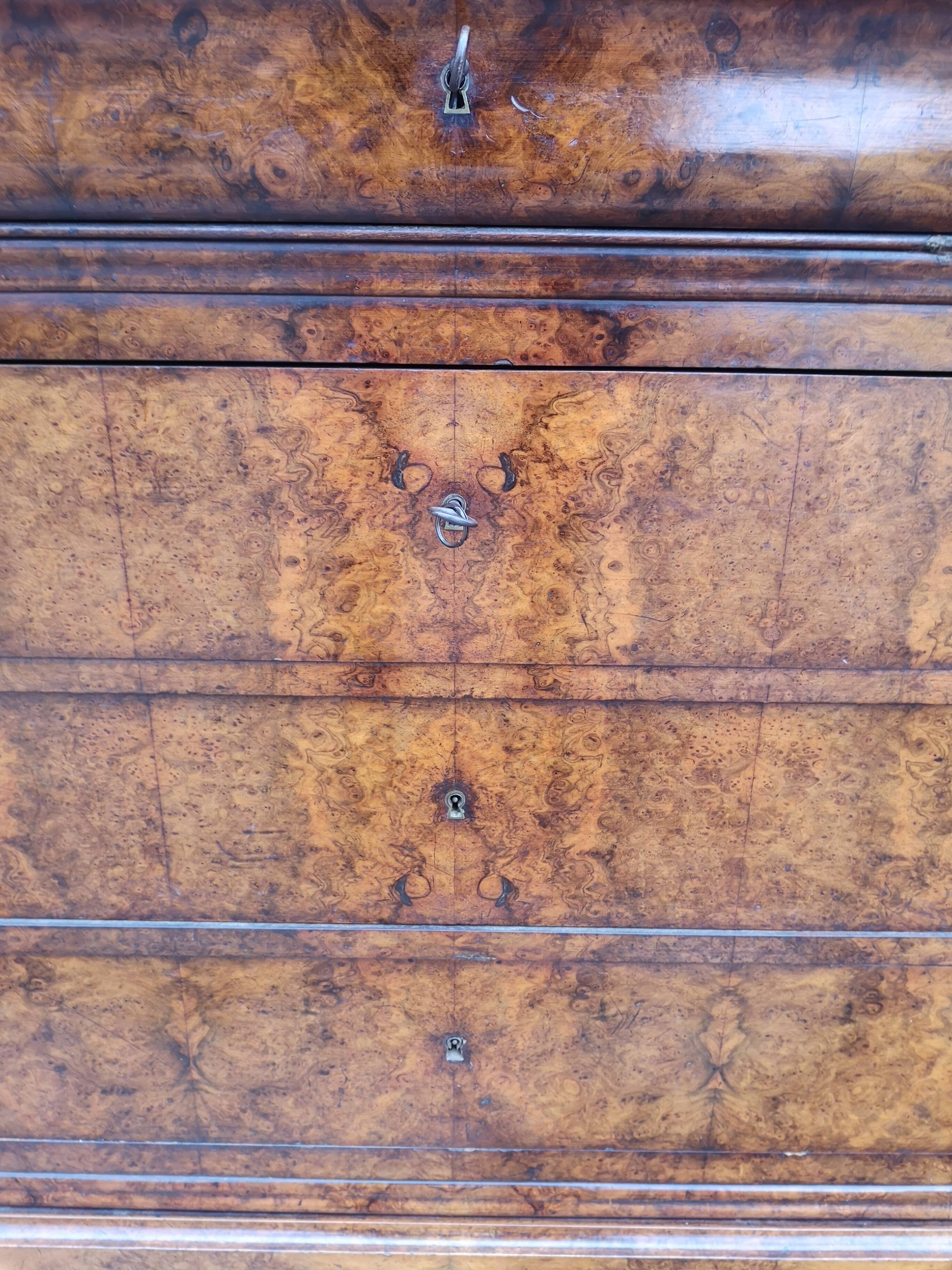 Louis Philippe burl walnut chest of drawers