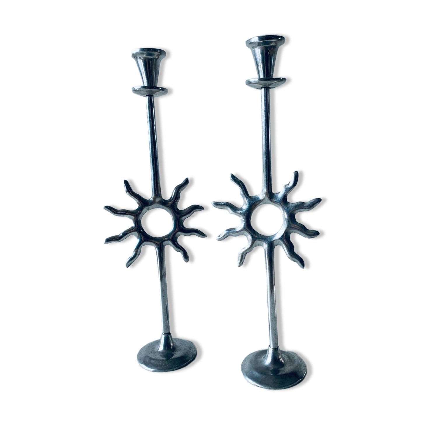 Pair of sun candle holders