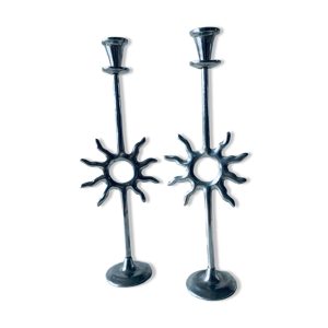 Paire de bougeoir soleil