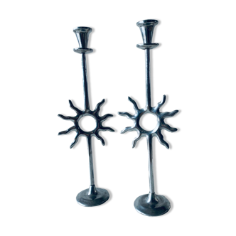 Pair of sun candle holders