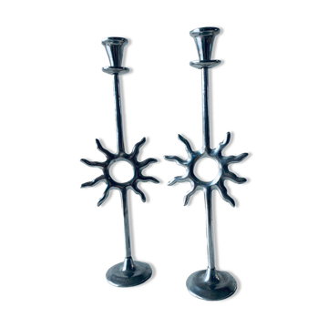 Pair of sun candle holders