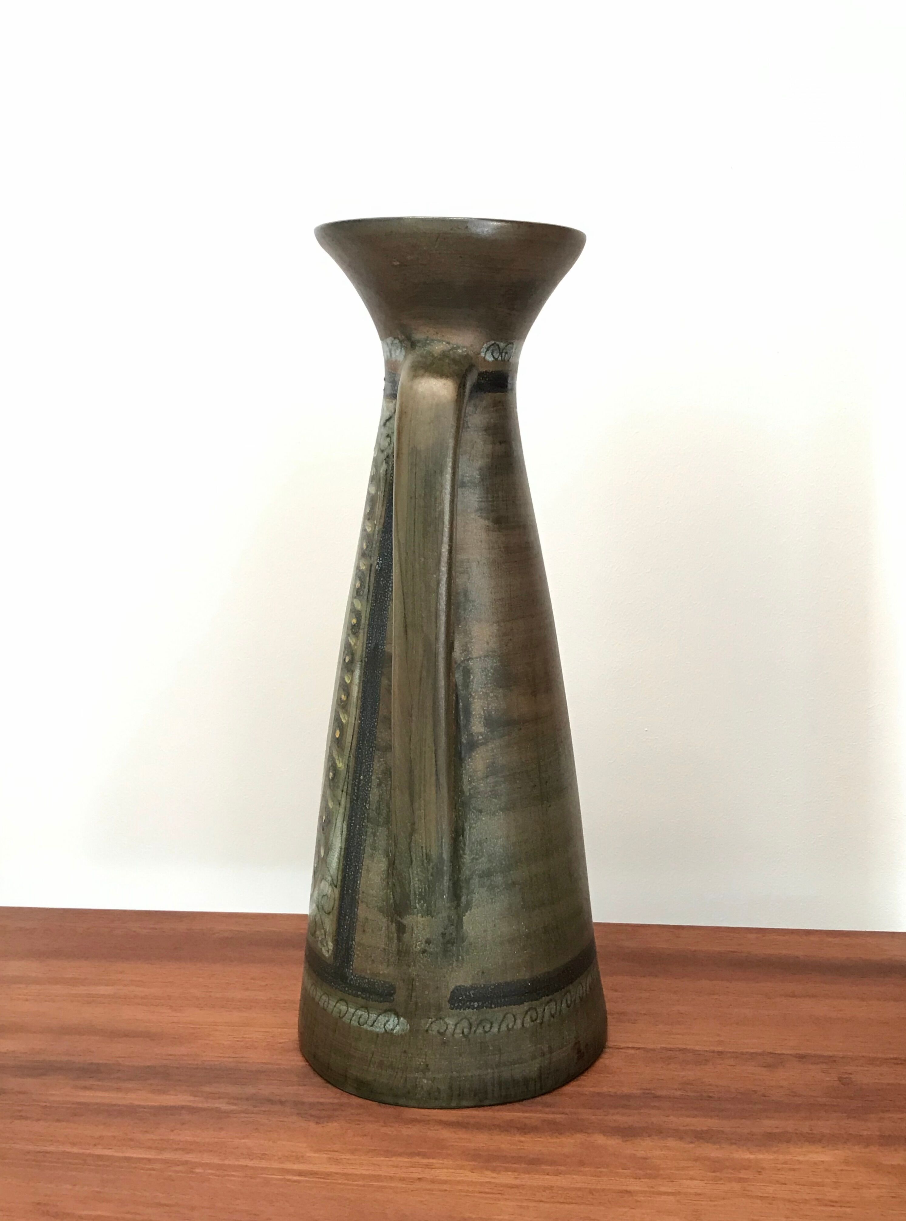 Ceramic pitcher signed Jean de Lespinasse, France 60s