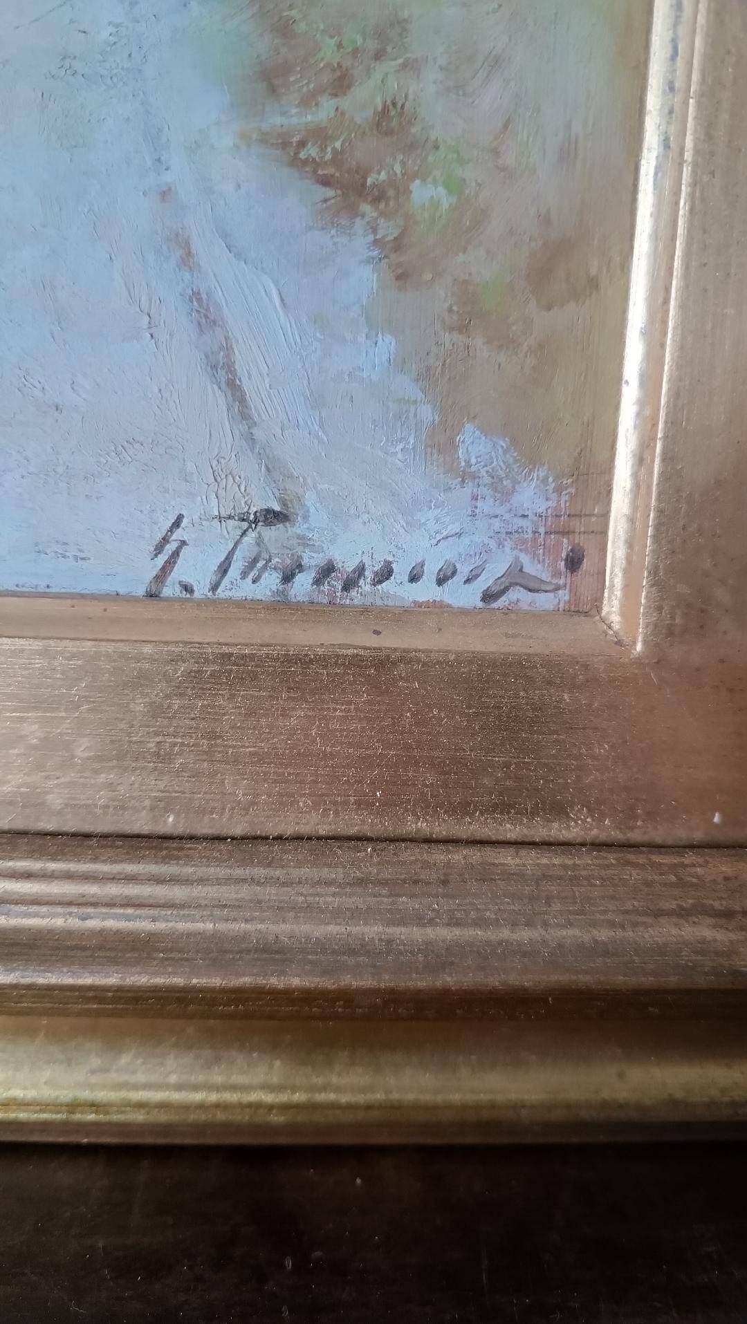 Gino Tommasi Oil Painting On Board 1890/1942 Tuscan View