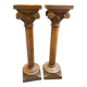 Pair of columns in light oak carved from the late 19th century, good quality, capital