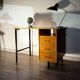 Desk 60's vintage modernist style, wood and steel