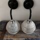 Pair of white, black and silver Art Deco wall lights