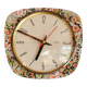 Vintage rectangular silent wall pendulum clock "FFR red flowers"