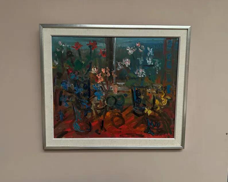 Original Swedish Oil on Canvas 'Still Life with Flowers' by Eric With