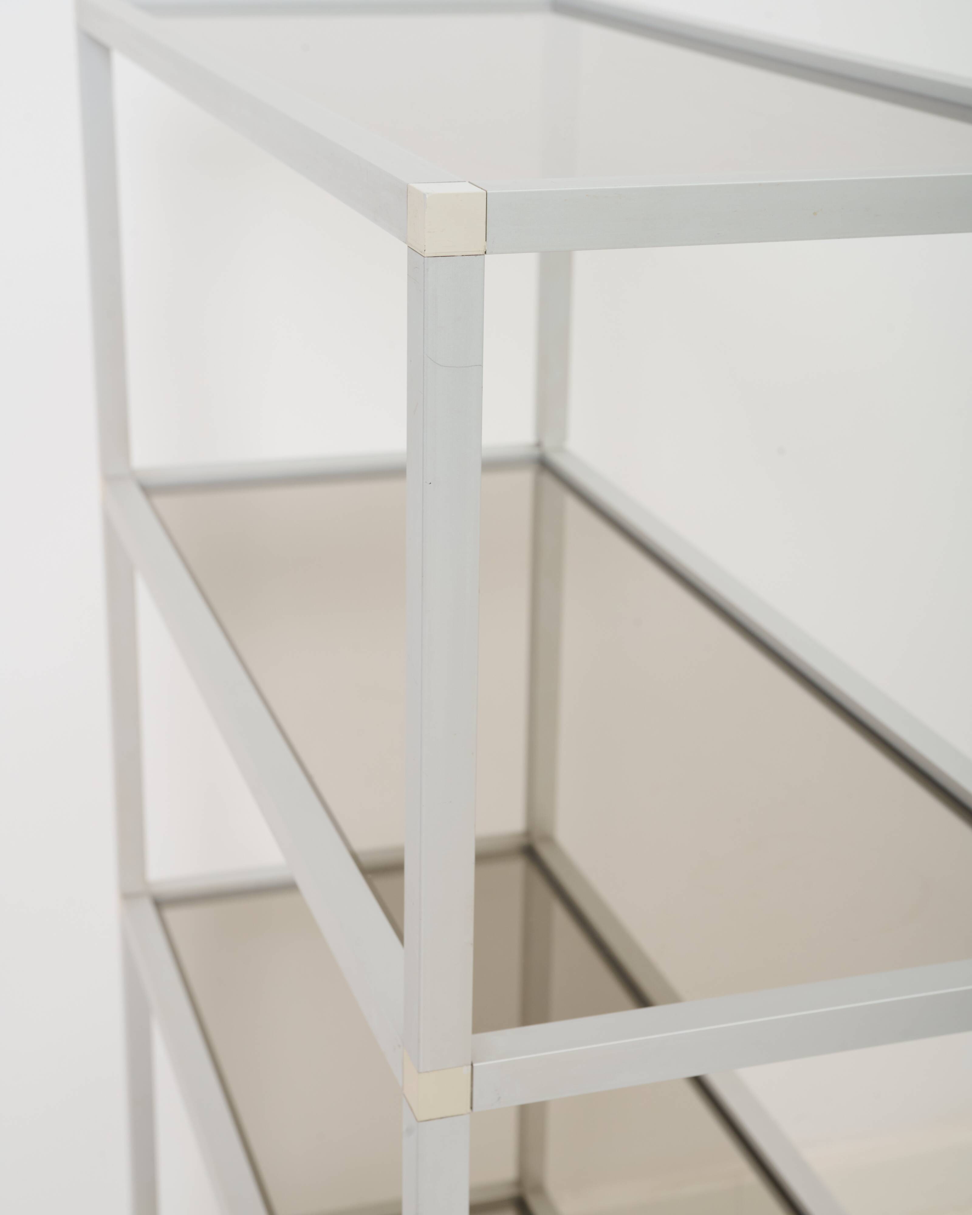 Smoked glass and metal shelf, 1970s