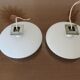 Pair of wall lamps saucer space age in white opaline 1970