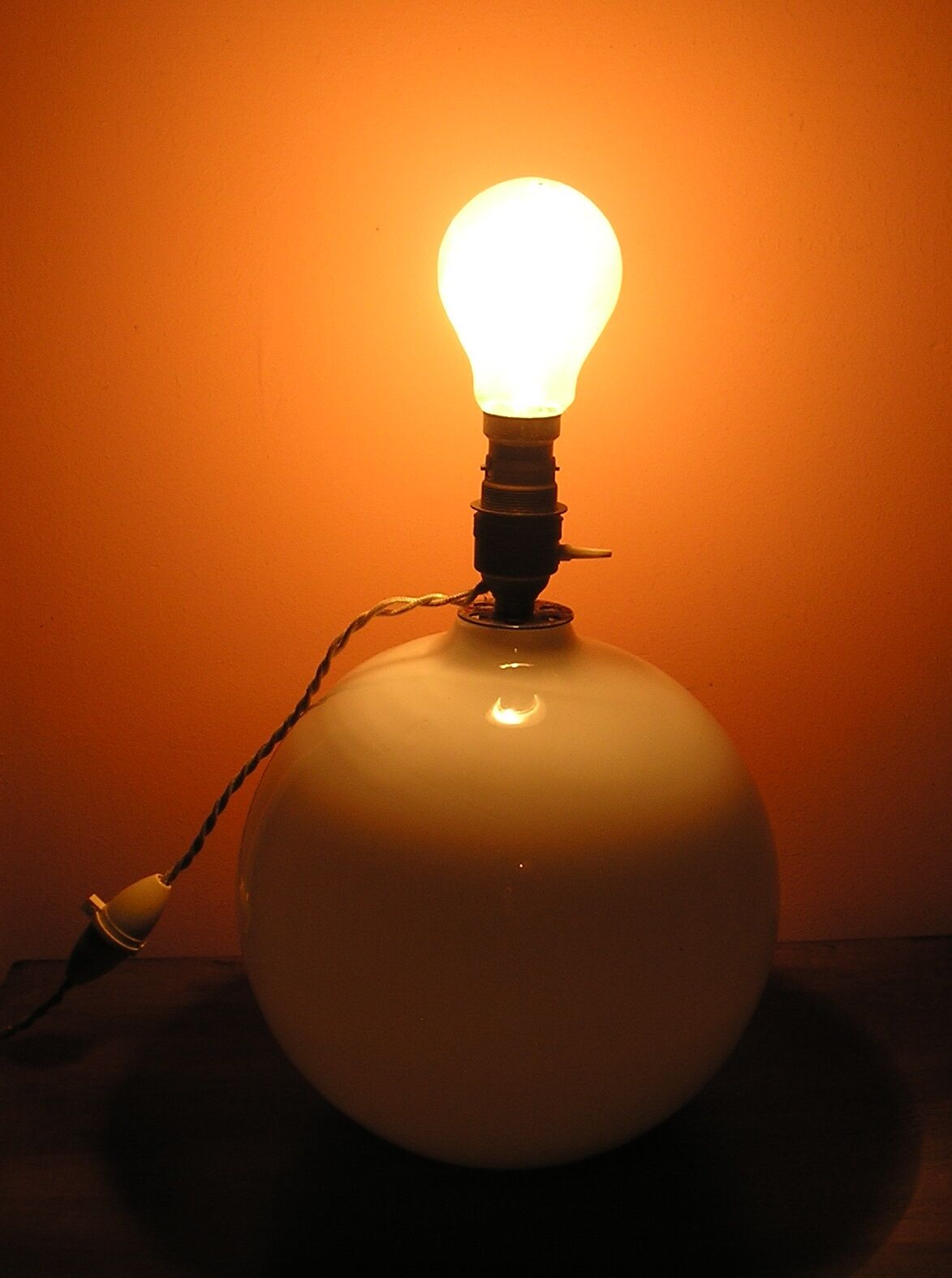 Ancient opalin glass lamp foot