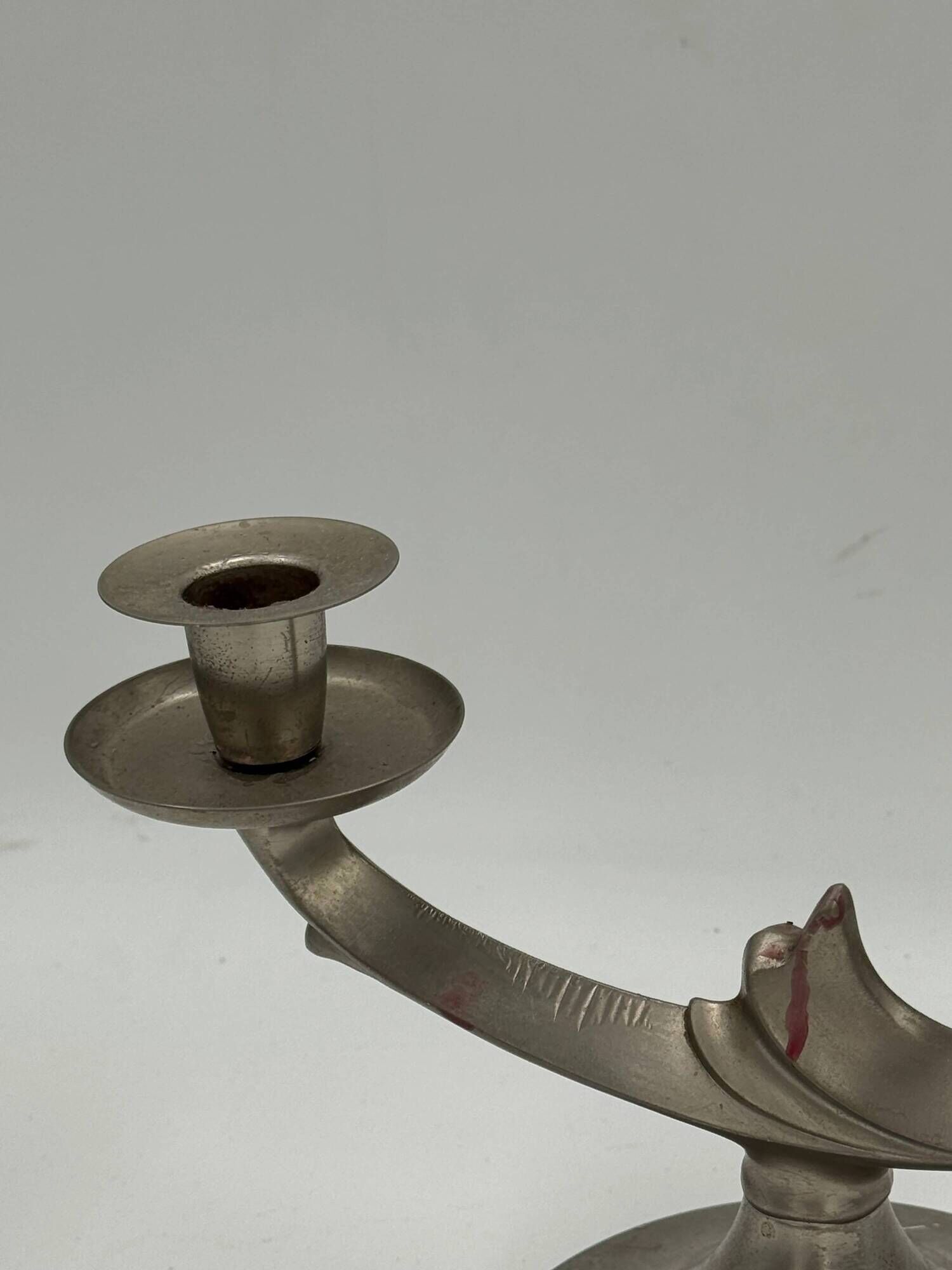 Vintage sculptural candelabrum with two lights in the shape of a bird.