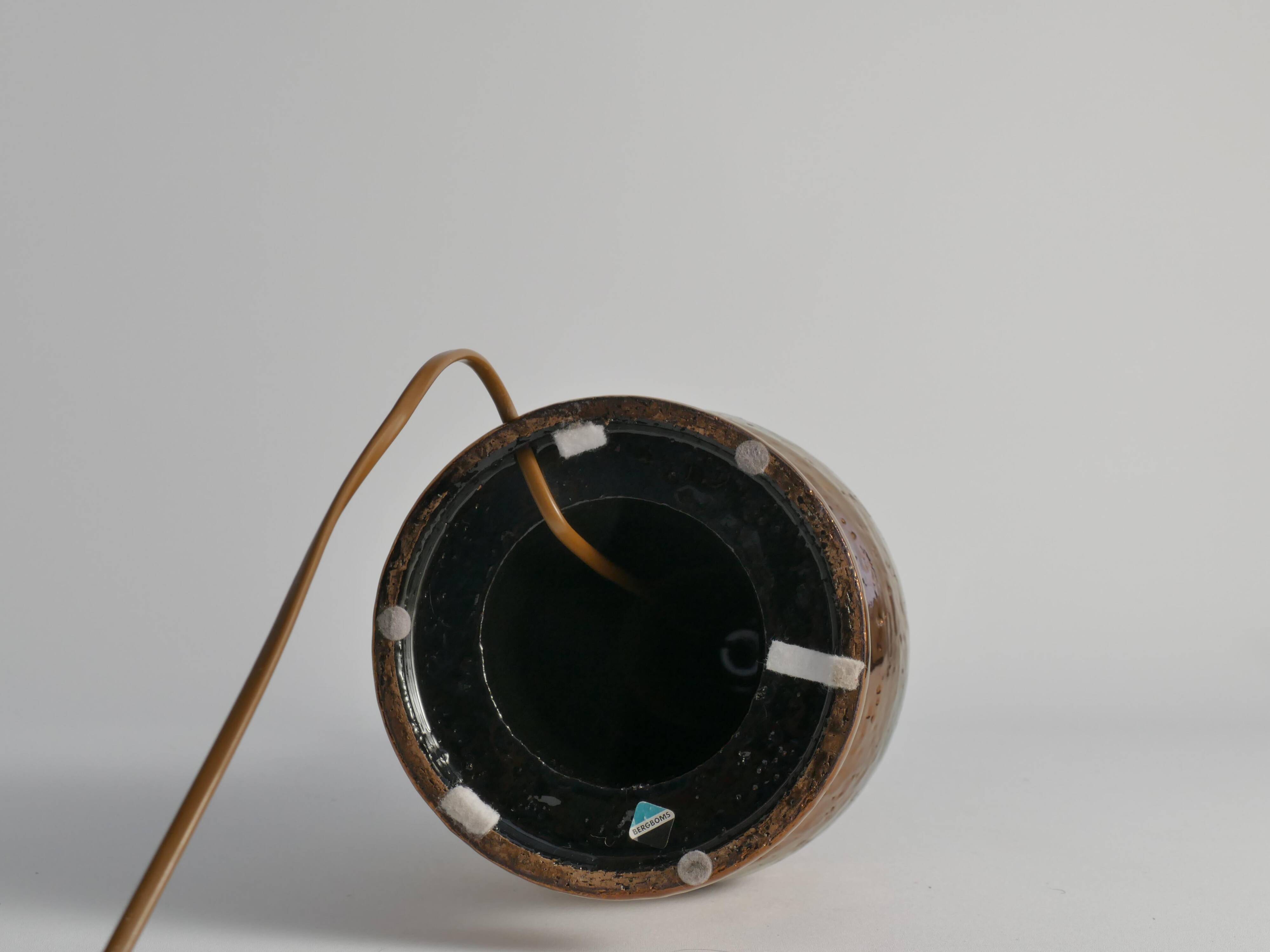 Mid-century Modern Copper-hued Ceramic Table Lamp by Bitossi for Bergboms, 1970s