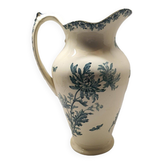 Old Large Toilet Pitcher Saint Amand And Hamage St Anonymous Green Peony