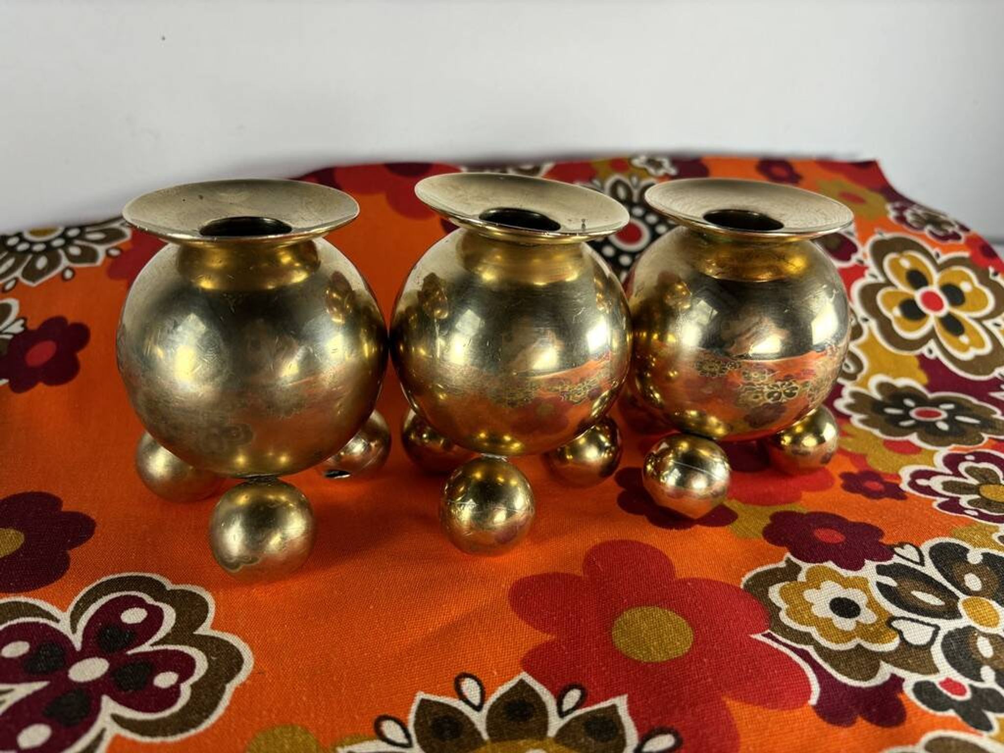 Vintage brass candlesticks Gusum Sweden 1980 x3