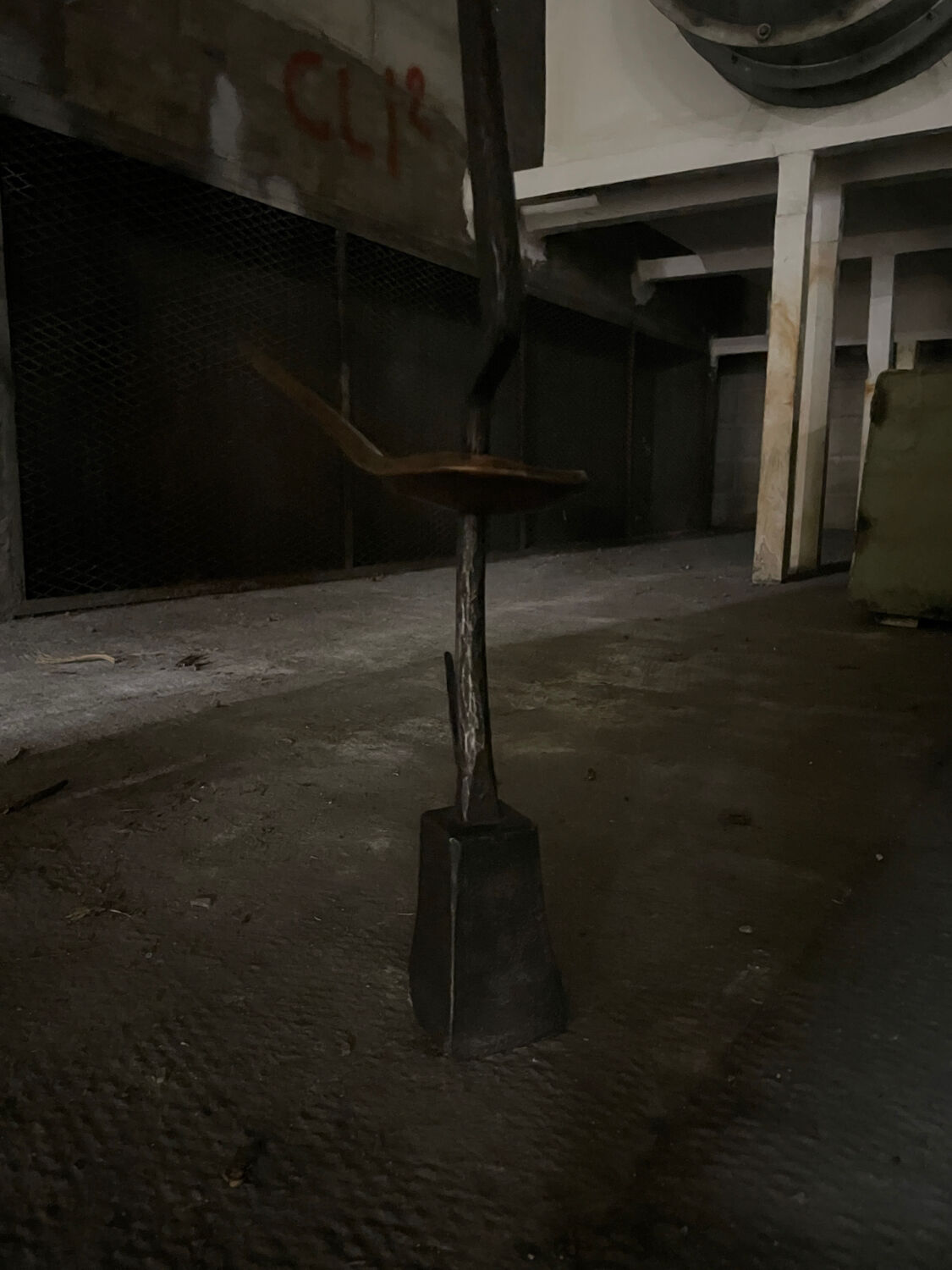 Signed hammered metal and copper sculpture