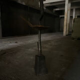 Signed hammered metal and copper sculpture