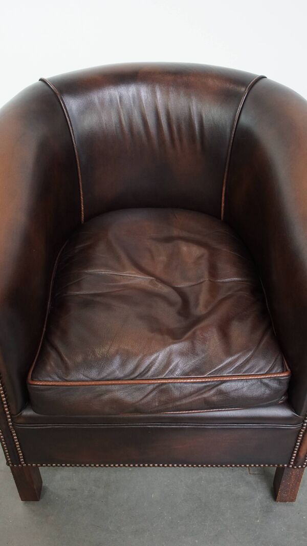 Fauteuil club en cuir de vache de style anglais