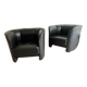 Paire fauteuils Tub cuir noir
