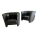 Paire fauteuils Tub cuir noir