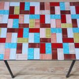 Table low 1950 ceramic multicolor vintage