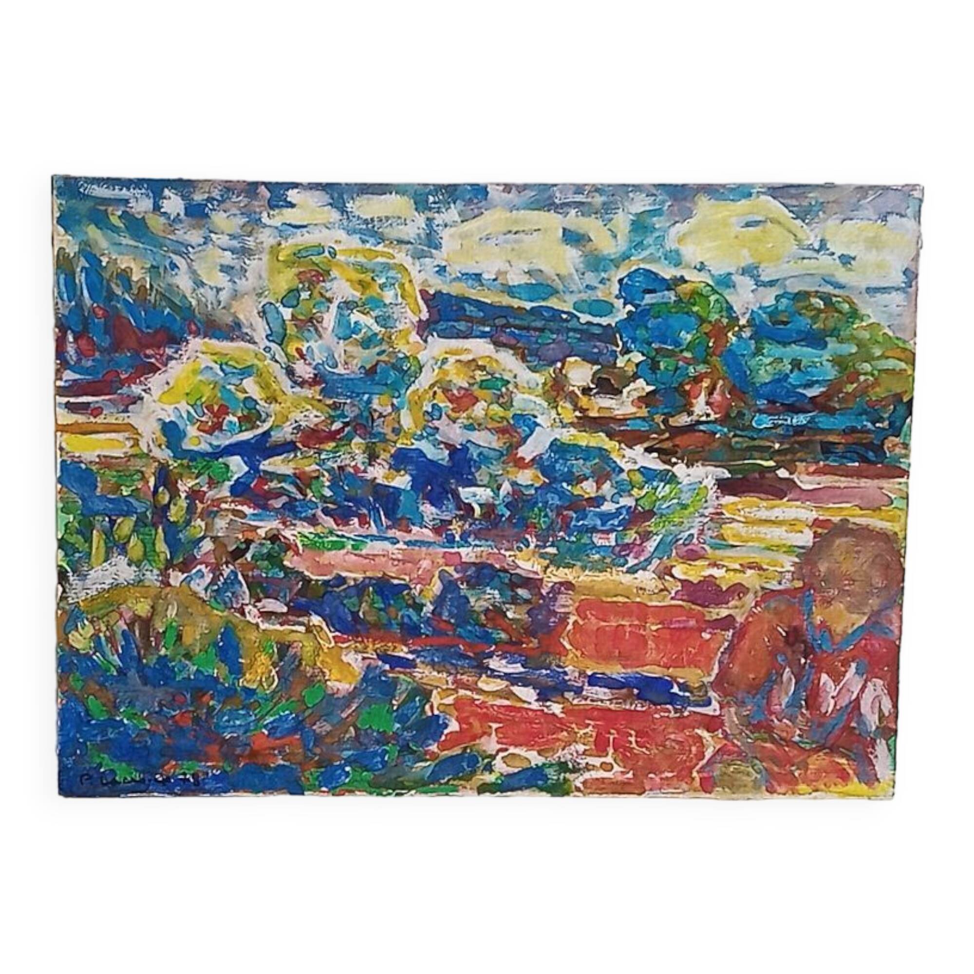 Pierre Lacroux (1909-1993) Gouache - 24 x 32 cm -landscape and character - 1978