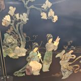 Lacquered Asian sideboard furniture with mother-of-pearl in relief