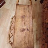 Small side piece of furniture with bamboo magazine holder, wooden top, 1960