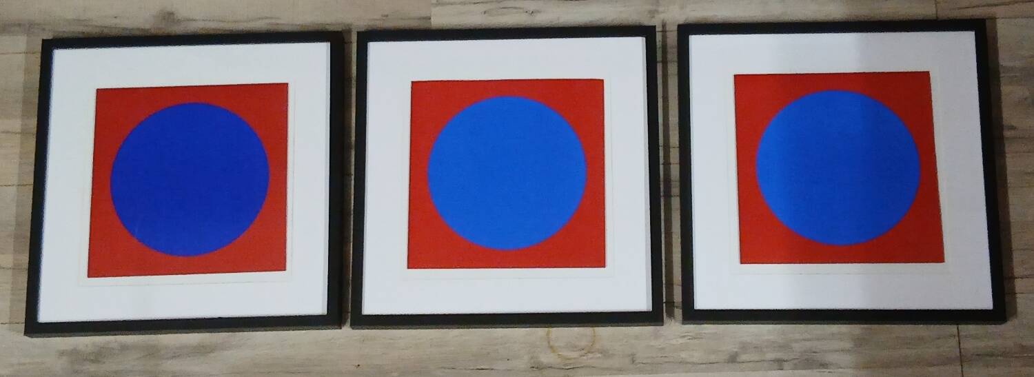 Vintage Optical Art Triptych - Victor Vasarely - 3 Frames 40x40cm