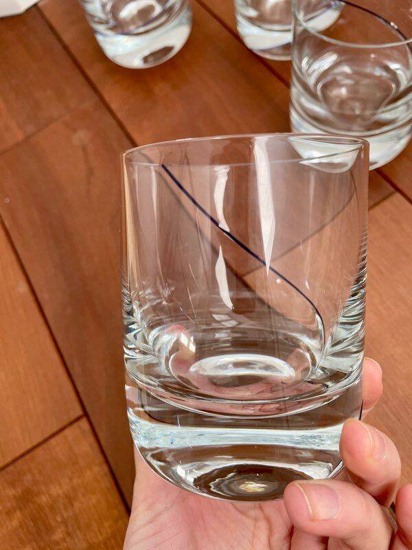 Krosno 10 cm blue rimmed crystal glasses